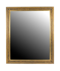 A vintage gilt framed over mantle mirror with bevelled glass, 20th century, 145 x 118cm overall.