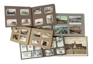 A group of assorted black and white photographs including military theme, together with assorted photo albums, early 20th century.