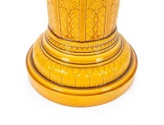 CHRISTOPHER DRESSER impressive antique English Arts & Crafts pottery pedestal with green and yellow Majolica glaze and sunflower floral decoration, made at Ault Potteries Derbyshire, circa 1895, impressed "ENGLAND". Illustrated page 84 in "Christopher Dre - 3