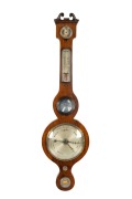 An antique English wheel barometer in rosewood case, 19th century, ​​​​​​​93cm high.