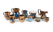 LUSTRE WARE antique English porcelain jugs and mugs, 19th century, (10 items), the largest 15.5cm high.