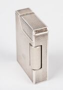 DUNHILL "Broadboy" vintage English silver cigarette lighter, bearing inscription "In appreciation, November 1954. Gen. L. C. Shepherd, Commandant U.S. Marines.", 4.5cm high. - 3
