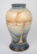 MOORCROFT "Landscape" pattern pottery vase with rare salt glazed finish, impressed "Moorcroft, Made In England" plus blue signature "W. Moorcroft", 32cm high, 19cm wide. - 4