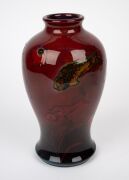 MOORCROFT flambe "Fish" pottery vase, circa 1930, impressed mark to base "Moorcroft, Made In England", 25.5cm high. - 6