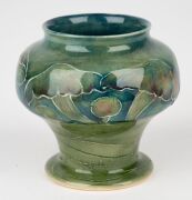 MOORCROFT rare "Claremont" pattern miniature pottery vase, made for LIBERTY & CO in London, green signature make to base, stamped "MADE FOR LIBERTY & CO. Rd. No.420081", 7cm high. - 4