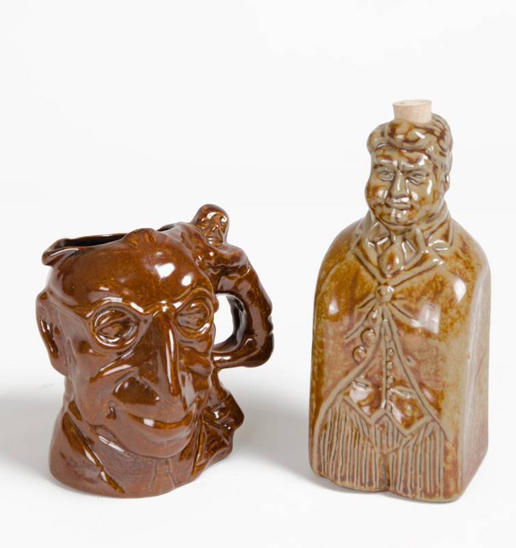 BENDIGO POTTERY: Billy Hughes limited edition (of 1200) toby jug; & Sir Edmund Barton limited edition (of 1200) decanter. 12cm & 17.5cm