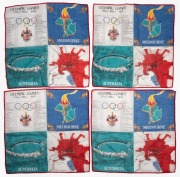 MELBOURNE OLYMPICS group of four silk souvenir handkerchiefs, ​​​​​​​34 x 34cm each overall.
