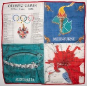 MELBOURNE OLYMPICS group of four silk souvenir handkerchiefs, ​​​​​​​34 x 34cm each overall. - 2