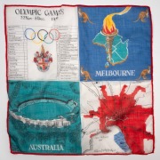 MELBOURNE OLYMPICS group of four silk souvenir handkerchiefs, ​​​​​​​34 x 34cm each overall. - 3