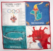 MELBOURNE OLYMPICS group of four silk souvenir handkerchiefs, ​​​​​​​34 x 34cm each overall. - 4