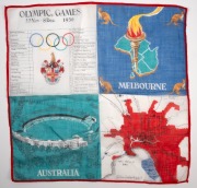MELBOURNE OLYMPICS group of four silk souvenir handkerchiefs, ​​​​​​​34 x 34cm each overall. - 5