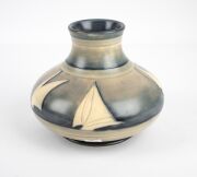 MOORCROFT "Yacht" pattern pottery vase with salt glazed finish, impressed signature mark to base "Moorcroft, Potter To H.M. The Queen, Made In England", ​​​​​​​14.5cm high. - 7