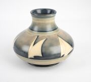 MOORCROFT "Yacht" pattern pottery vase with salt glazed finish, impressed signature mark to base "Moorcroft, Potter To H.M. The Queen, Made In England", ​​​​​​​14.5cm high. - 8