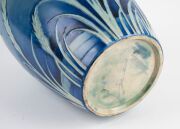 MOORCROFT "Wind Swept" salt glazed pottery vase on blue ground, impressed signature mark to base "Moorcroft, Potter To H.M. The Queen, Made In England", 24.5cm high. - 8
