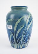 MOORCROFT "Wind Swept" salt glazed pottery vase on blue ground, impressed signature mark to base "Moorcroft, Potter To H.M. The Queen, Made In England", 24.5cm high. - 9
