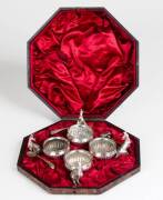 Boxed set of silver plated kangaroo salt cellars.