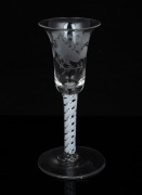 An antique English wine glass with Jacobite engraving, 18th/19th century, 17cm high - 2