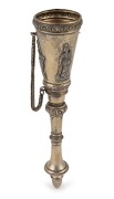 An antique Continental silver posy holder with figural decoration and gilt finish, 19th century, 16.5cm high, 53 grams