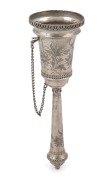 An antique silver posy holder with engraved floral decoration, 19th century, 15cm high, 33 grams