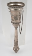 An antique silver posy holder with engraved floral decoration, 19th century, 15cm high, 33 grams - 2