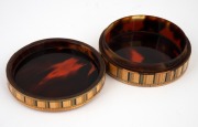 An antique French straw work and tortoise shell circular box, 19th century, 2.5cm wide, 7cm diameter - 3