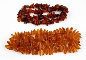 Two Baltic amber bead necklaces, 20th century, the larger 72cm long