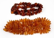 Two Baltic amber bead necklaces, 20th century, the larger 72cm long