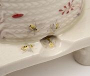 BELLEEK antique Irish porcelain beehive honey pot with coloured decoration, 19th century, black factory mark to base, 15cm high. - 5