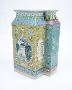An unusual Chinese famille verte porcelain vase, 20th century, red mark to base, ​​​​​​​31cm high. - 12
