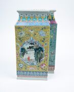An unusual Chinese famille verte porcelain vase, 20th century, red mark to base, ​​​​​​​31cm high. - 14
