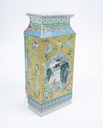 An unusual Chinese famille verte porcelain vase, 20th century, red mark to base, ​​​​​​​31cm high. - 15
