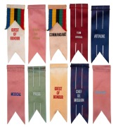 A UNIQUE grouping of sixty-four PROOF Olympic badge ribbons, manufactured by Raleigh Print for use during the 1956 Melbourne Olympic Games by competitors, sport and team officials, and guests of honour, accompanied by seven pages of original documentation