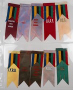 A UNIQUE grouping of sixty-four PROOF Olympic badge ribbons, manufactured by Raleigh Print for use during the 1956 Melbourne Olympic Games by competitors, sport and team officials, and guests of honour, accompanied by seven pages of original documentation - 8