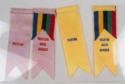 A UNIQUE grouping of sixty-four PROOF Olympic badge ribbons, manufactured by Raleigh Print for use during the 1956 Melbourne Olympic Games by competitors, sport and team officials, and guests of honour, accompanied by seven pages of original documentation - 10