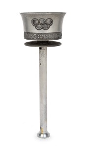 1956 MELBOURNE OLYMPIC TORCH, aluminium alloy, height 41cm, legend around top "XVI Olympiad 1956: Olympia - Melbourne".