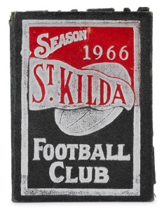 ST KILDA 1966 PREMIERSHIP: Season ticket for member #3682, with fixture list, details of the club leadership, and holes punched for each game attended; issued in the name of J. Shelton.