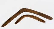 BOOMERANGS: South Eastern Australian 19th century, 51cm; Central deserts childs transitional boomerang. 2 items