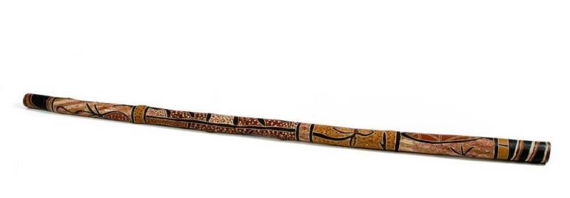 DAVID MALANGI (1927-1998) attributed: Painted didgeridoo, c1970. Malangi artwork was used for the first Australian $1 note. Length 152cm