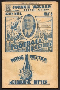 Football Record: South Melbourne vs Collingwood, May 5th 1934