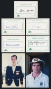 AUTOGRAPHS: Group of signatures on piece or photograph, the signatories comprising Allan Border, Bill Brown, Greg Chappell, Keith Miller, Bob Simpson, and Kepler Wessels (2); the largest 15 x 10cm. (7 items)