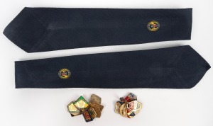 Group comprising 1970-80 Adelaide Oval member fobs (10), 1972-79 MCC member fobs (6), and two 1980 official "Cornhill Insurance Centenary Test Match" ties. (18 items)