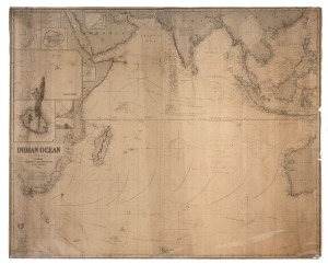 "Indian Ocean" nautical chart with nine insets, published 1875 by James Imray & Son; dimensions 102 x 127cm.