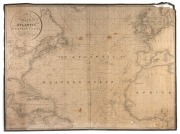 "A Chart of the Atlantic or Western Ocean Drawn from the best Authorities By J.W. Norie, Hydrographer" c.1800 nautical chart; 95 x 128cm.