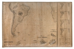 "South Atlantic" nautical chart with many insets, published 1875 by James Imray & Son; dimensions 104 x 160cm.