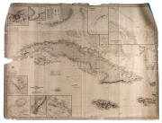 Nautical chart of Cuba and surrounds, nine insets featured, published 1875 by James Imray & Son; dimensions 106 x 140cm.