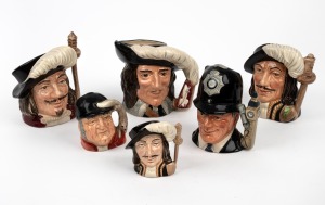 ROYAL DOULTON: Group of six assorted character jugs, late 20th century, factory marks and titles to the bases, the tallest 11cm.
