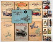A diverse range in a carton; noted Motor Cars (various sets, and part sets, some in albums); Railway Engines; Speedway Riders, Aeroplanes, R.A.F. Badges, History of Aviation, etc. (100s) mixed condition.