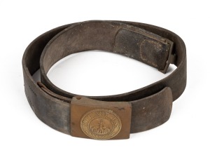 German WWI period leather belt with brass buckle, emblazoned "GOTT MIT UNS".