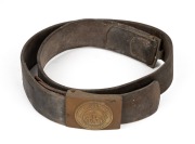 German WWI period leather belt with brass buckle, emblazoned "GOTT MIT UNS".