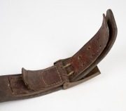 German WWI period leather belt with brass buckle, emblazoned "GOTT MIT UNS". - 3